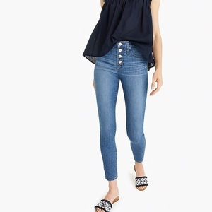 J. Crew 9” High Rise Toothpick Button Fly Jeans